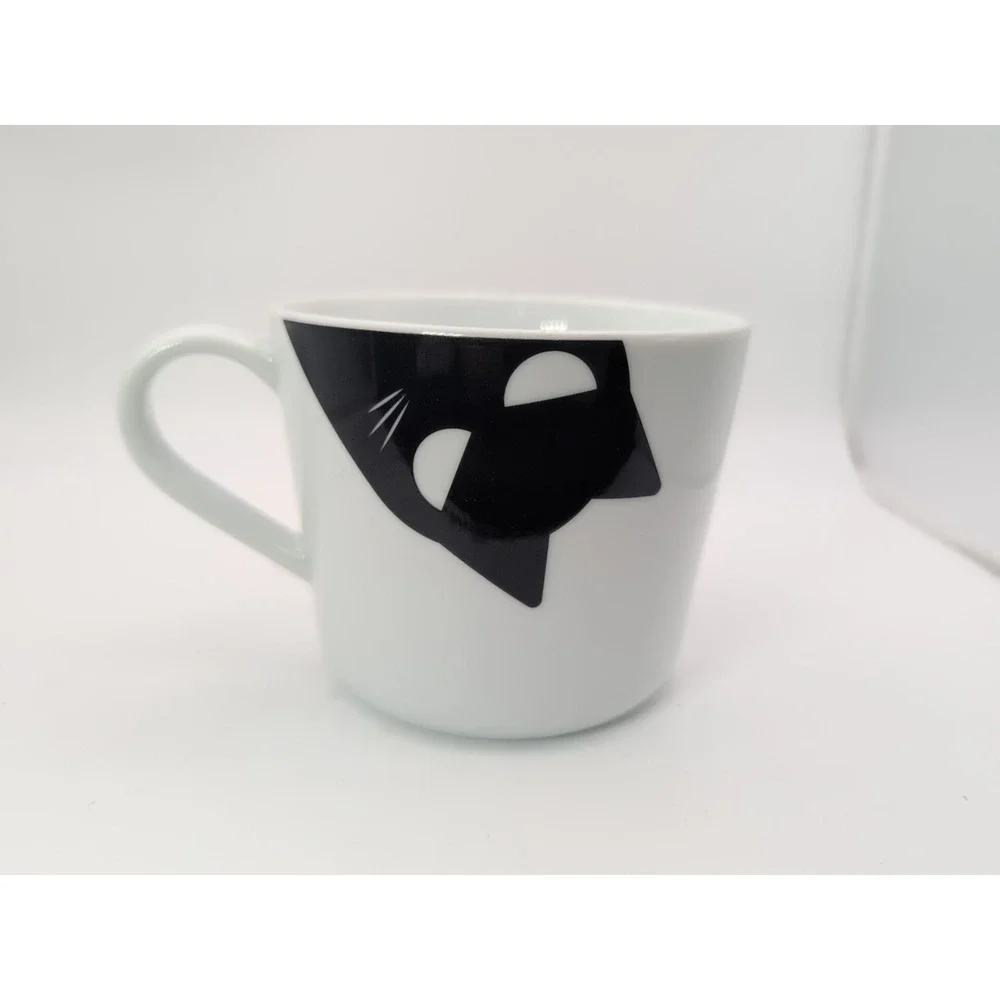 Ikea Halloween White & Black Cat Porcelain Coffee Tea Cup Mug 12 OZ